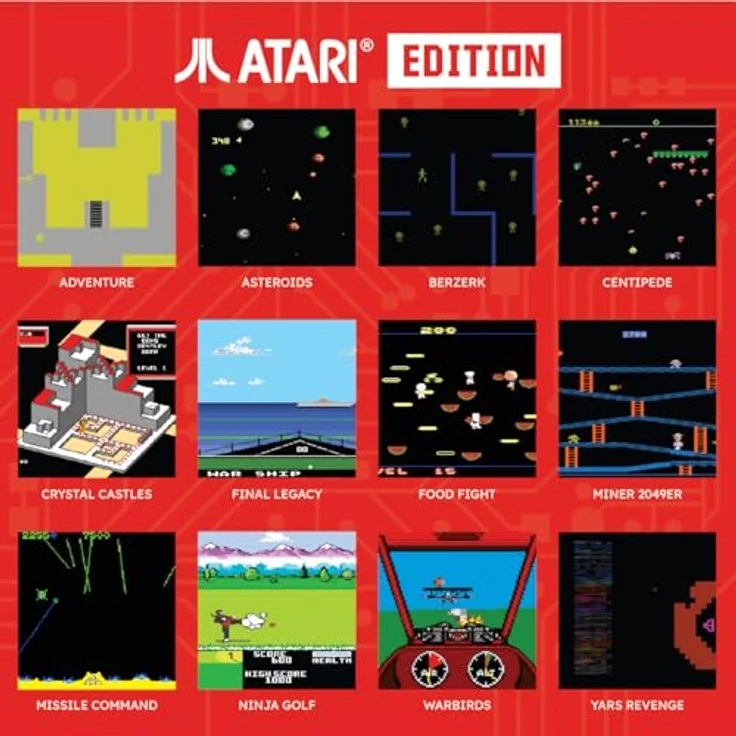 BLAZE EVERCADE ATARI SUPER POCKET, Handheld-Konsole mit 50 vorinstallierten Atari Arcade-Klassikern, rotes Gehäuse, Evercade-kompatibel, 4+ Stunden Akkulaufzeit – Bild 6