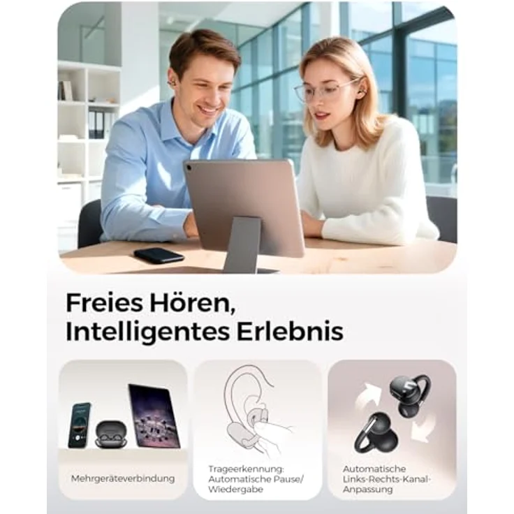 SoundPEATS Clip1 Open Ear Kopfhörer, Hi-Res LDAC, 40 Std. Akku, Dolby Audio, Bluetooth 5.4, IPX5 wasserfest, leichtes Ohrclip-Design mit In Ear Detection – Bild 5