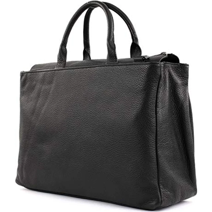 Mandarina Duck Mellow Leather Aktentasche, Laptoptasche aus weichem Rindleder, Schwarz, mit abnehmbarem Schultergurt, geräumigem Hauptfach für A4-Unterlagen, Reißverschluss mit Druckknopf – Bild 9