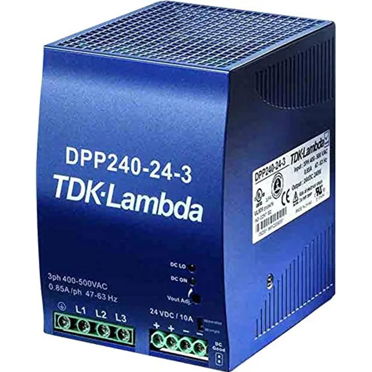 TDK DPP240-24-3, DIN-Schienennetzteil 28,5 V/DC, 10 A, 240 W, einstellbare Ausgangsspannung, robustes Kunststoffgehäuse