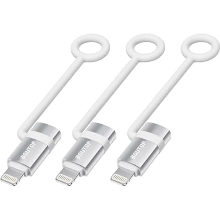 BOUTOP 3 Stück 36W USB C auf Lightning Adapter, Apple MFi zertifiziert, mit Anti-Verlust-Seil für iPhone 14/13, iPad Air 4/Mini 5 - Silber – Bild 1