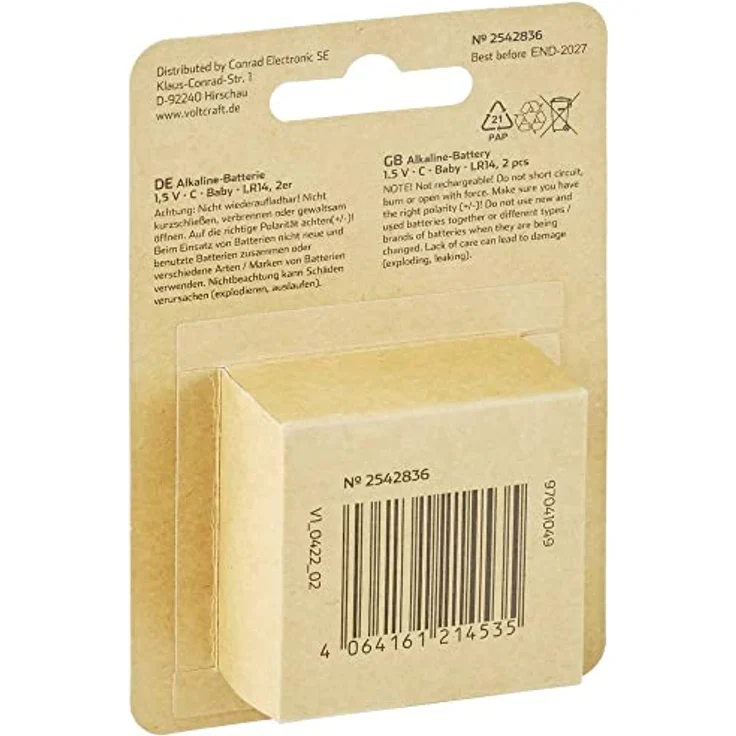 VOLTCRAFT Industrial LR14 Baby (C)-Batterie Alkali-Mangan 7500 mAh 1.5 V 2 St. – Bild 4