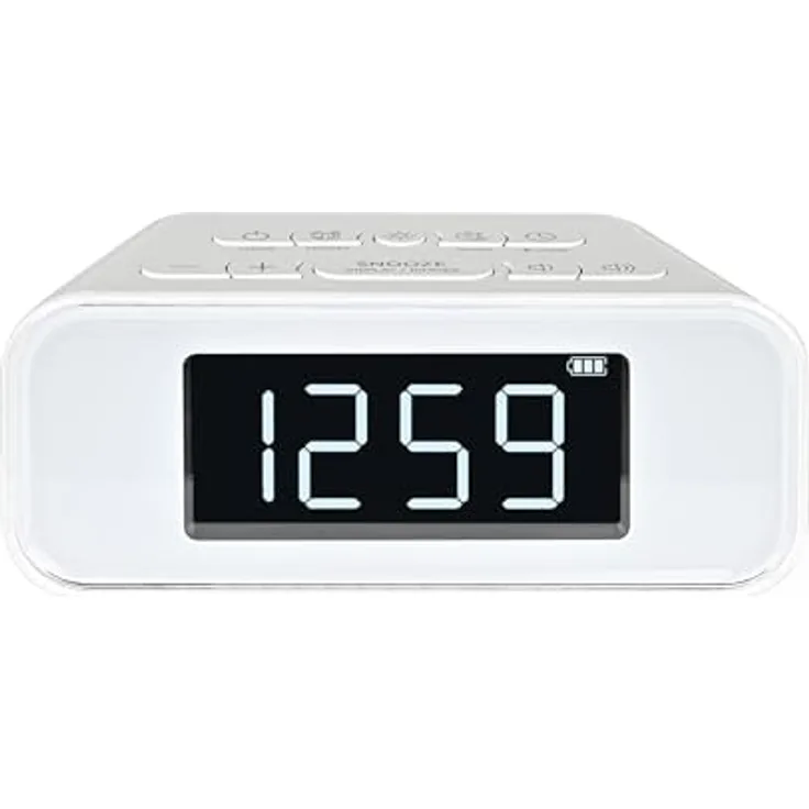 Silva Schneider UR 4200 BT, Kompaktes UKW-PLL-Uhrenradio mit Akku, Bluetooth, Dual-Alarm, Nachtlicht, USB-Ladefunktion, LED-Display, 30 Senderspeicher – weiß