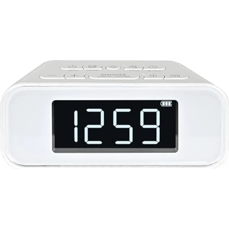Silva Schneider UR 4200 BT, Kompaktes UKW-PLL-Uhrenradio mit Akku, Bluetooth, Dual-Alarm, Nachtlicht, USB-Ladefunktion, LED-Display, 30 Senderspeicher – weiß – Bild 1