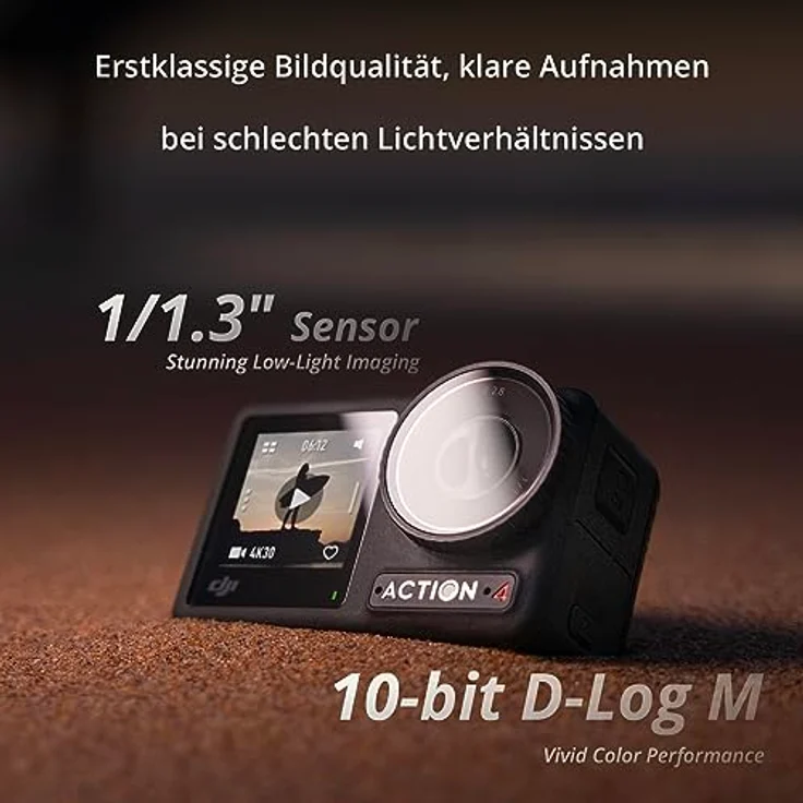 DJI Osmo Action 4 Standard-Combo – 4K/120fps wasserdichte Action-Kamera mit einem 1/1,3-Zoll-Sensor, atemberaubende Low-Light-Aufnahmen, 10-Bit- und D-Log M-Farbleistung, langlebiger 1.770 mAh-Akku – Bild 2