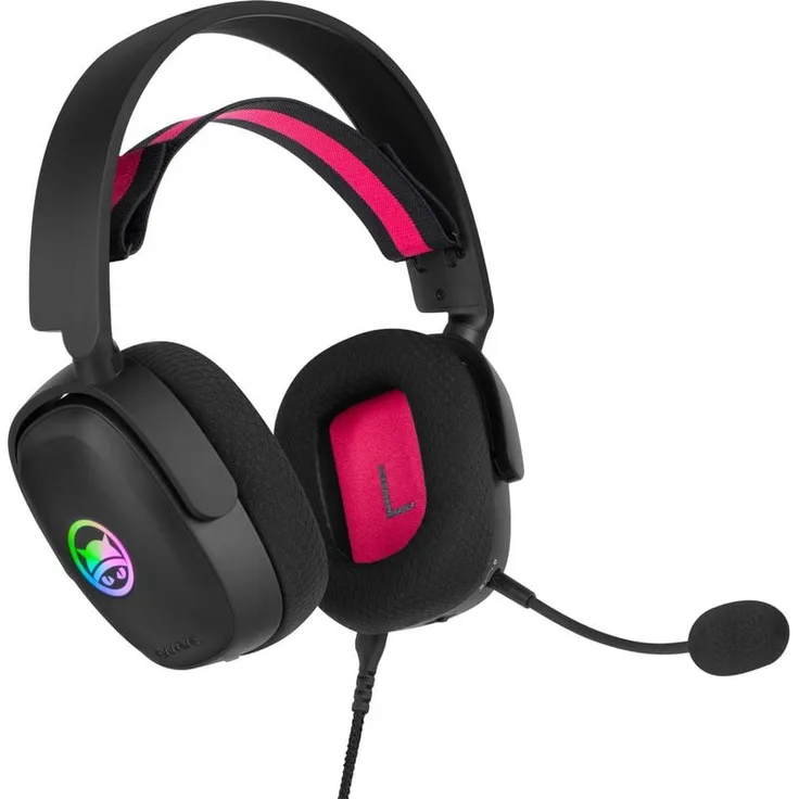 GAMIAC HS71 Gaming Headset, Stereo-Headset mit Virtual 7.1 Surround Sound, aktivem Noise Cancelling Mikrofon, abnehmbaren Kabel, schwarz