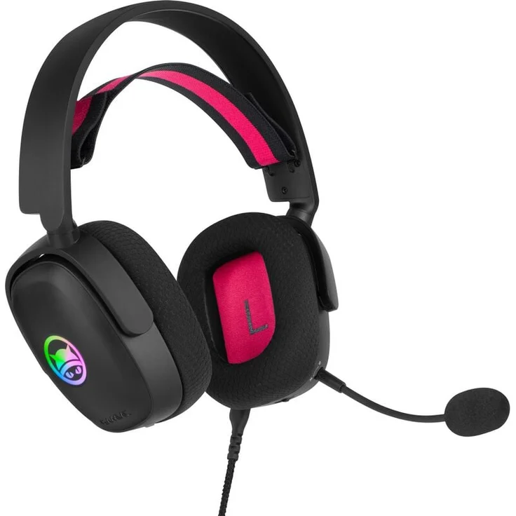 GAMIAC HS71 Gaming Headset, Stereo-Headset mit Virtual 7.1 Surround Sound, aktivem Noise Cancelling Mikrofon, abnehmbaren Kabel, schwarz