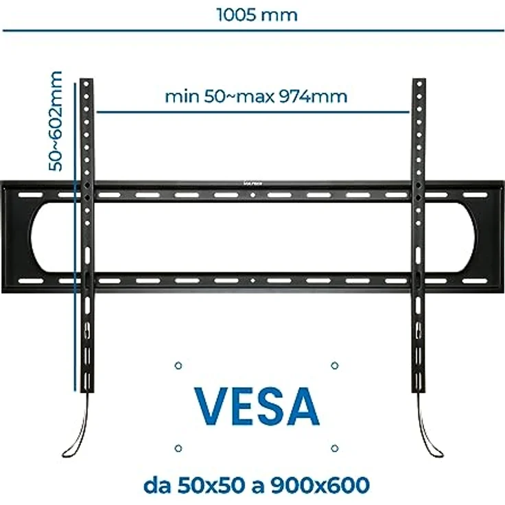 Vultech BTV-T55120LITE Feste Wandhalterung für LED-TV und LCD-Fernseher, 55-120 Zoll, max. VESA 900x600 mm, belastbar bis 120 kg, mit Wasserwaage, elegantes Design – Bild 4
