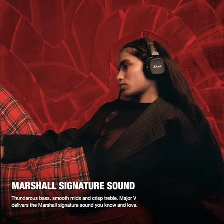 Marshall Major V Bluetooth Kopfhörer, 100 Stunden Spielzeit – Schwarz – Bild 2