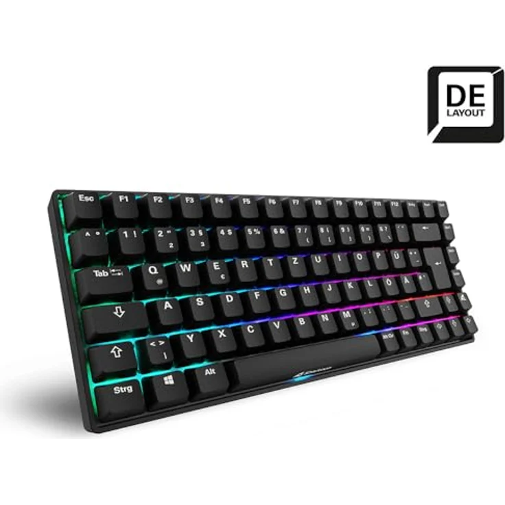 Sharkoon Skiller SGK50 S3 PBT Schwarz, RGB Gaming Keyboard, Gateron G PRO 3.0 Yellow, 75% Layout – Bild 2