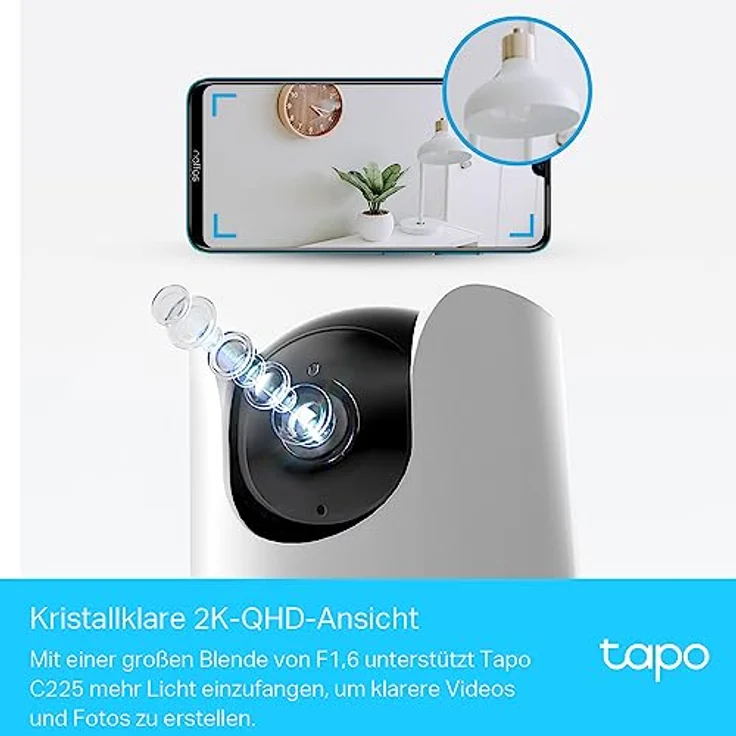 Tapo TP-Link C225 360°-WLAN-Überwachungskamera, 2K Auflösung, Physischer Privatsphärenmodus, Starlight-Sensor, Intelligente AI-Erkennung und -Benachrichtigung,kompatibel mit Alexa&Google Assistant – Bild 3