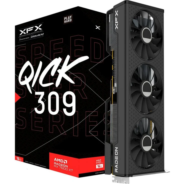 XFX Radeon RX 7600 XT SPEEDSTER SWFT210 CORE Gaming Grafikkarte (16 GB), 1080p-Leistung, 16 GB GDDR6 Videospeicher, AMD RDNA 3-Architektur – Bild 1