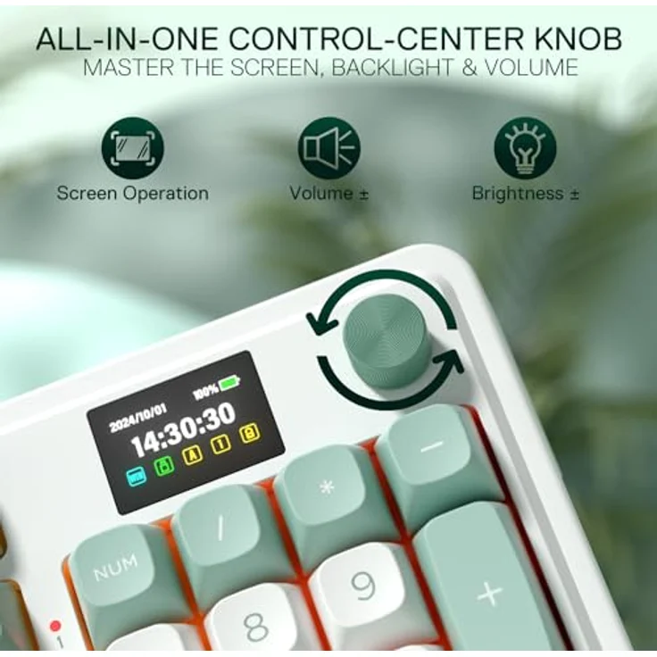 Redragon K719 Kabellose Gasket-Gaming-Tastatur mit Hype-Bildschirm, 95 Tasten, 1,14 Zoll TFT-Infodisplay, 5-lagige Geräuschdämpfung, mint-grüne lineare Schalter – Bild 5