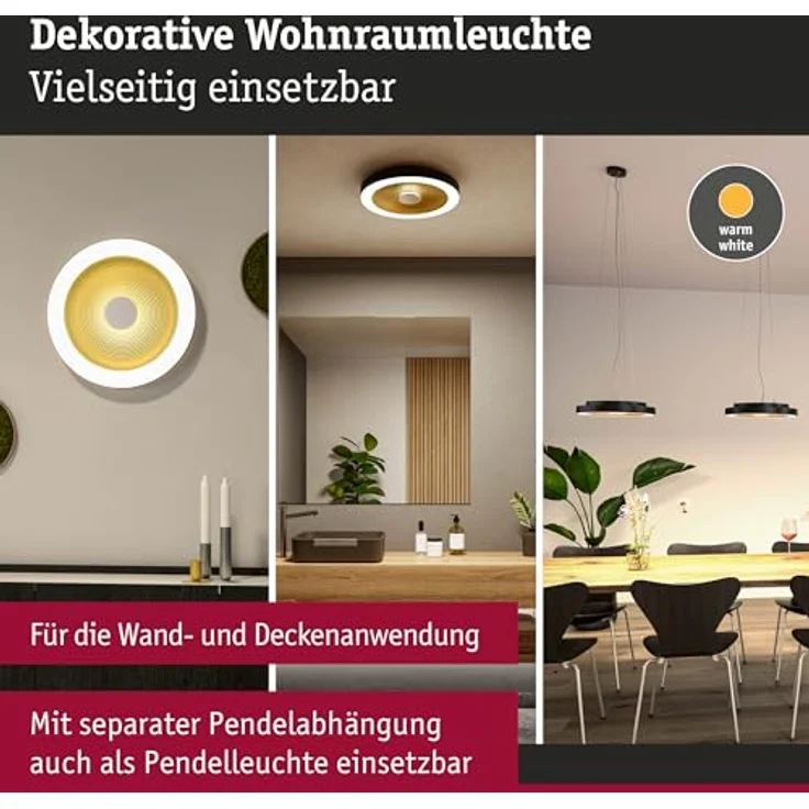 Paulmann Volea IP44 W/D dim LED 25W 400mm Schwarz Gold Deckenleuchte, stufenlos dimmbar, spritzwassergeschützt, elegantes Design – Bild 2