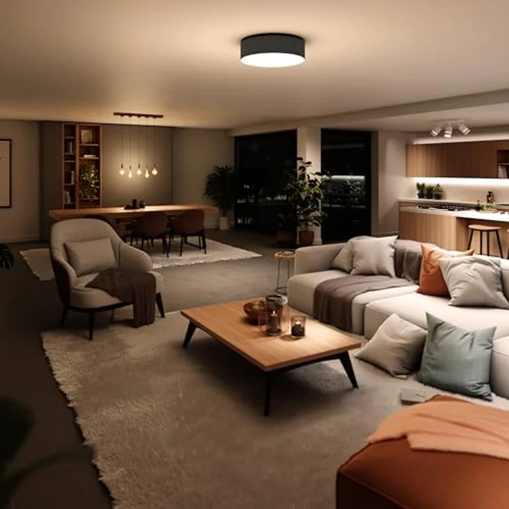 tint Smarte LED-Deckenleuchte Malea taupe – Steuerbar per Alexa, Fernbedienung oder Bluetooth – Dimmbare Beleuchtung mit weißem (1800-6500 K) und farbigem RGB Licht – Bild 3