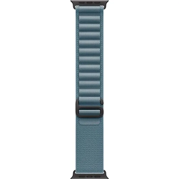 Apple Apple Watch Band Alpine Loop, 49 mm, Hellblau, Large, aus 43 % recycelten Materialien, mit Titan-G-Haken und nahtlosem Gewebe