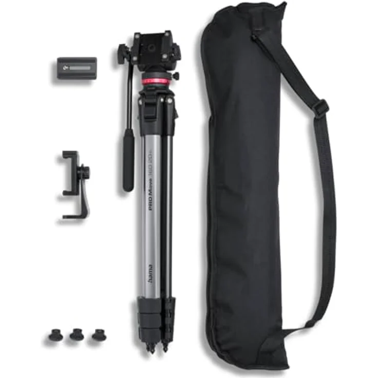 Hama Dreibeinstativ PRO Move 160 2D+, Videostativ für Kamera und Handy, 160cm, leichtes Stativ mit 2D-Fluidneiger, schwarz – Bild 2