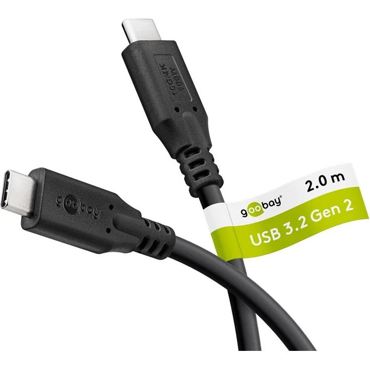 Goobay 74202 USB-C-Kabel, 100 W Power, 10 Gbit/s, 2 m, Silber