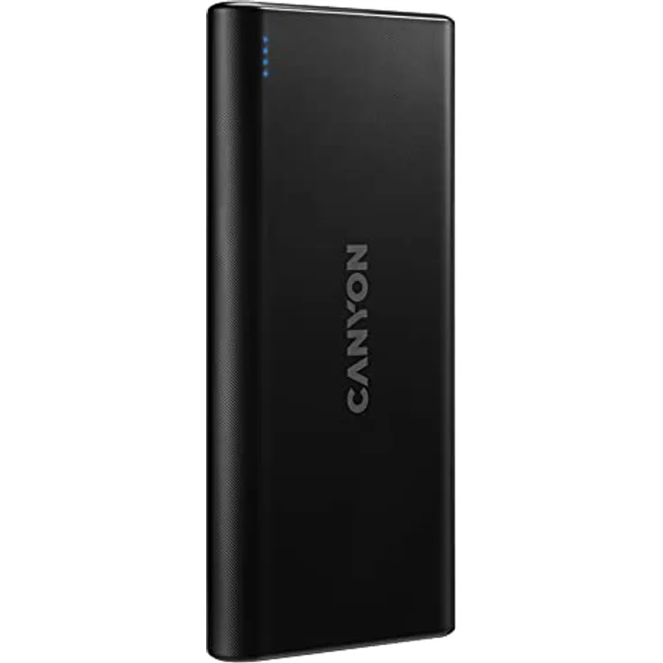 Canyon PB-106 Powerbank 10000 mAh mit Smarter IC-Technologie Li-Polymer Akku-Bank LED-Ladeanzeige – Externe Akkupack Tragbare Power Bank mit Micro-USB/USB-C Input, 2 USB-A Outputs – Schwarz