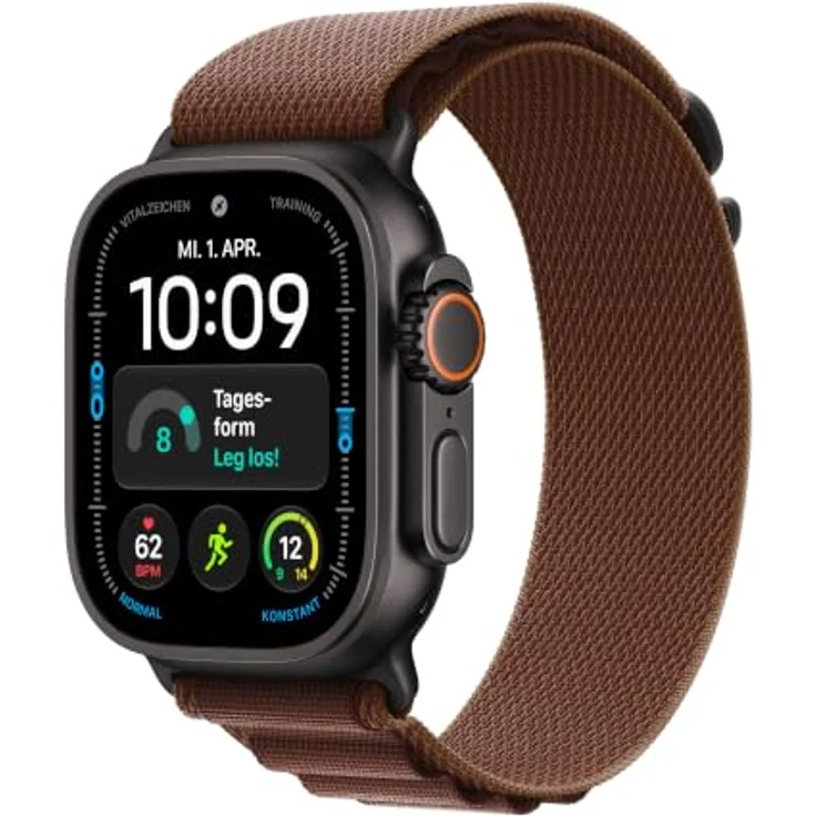 Apple Watch Ultra 4 Cellular, 49mm Schwarz Titan Case mit Burgunder Alpine Loop, S11 Chip, GPS, Unfall- und Sturzerkennung - L – Bild 1
