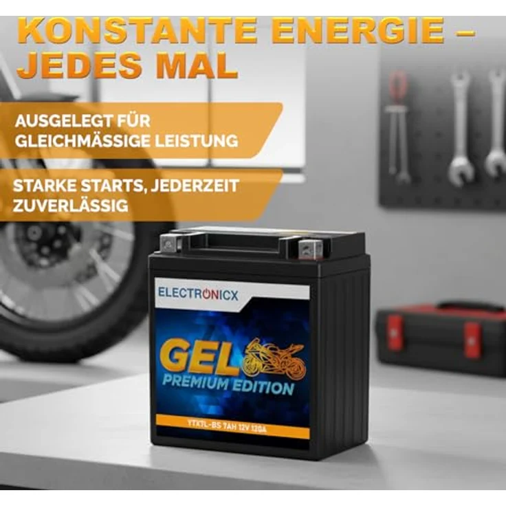 Electronicx Extreme Edition GEL Motorradbatterie 7Ah 12V, wartungsfrei, rüttelfest, auslaufsicher für Motorrad, Roller und Quad – Bild 4