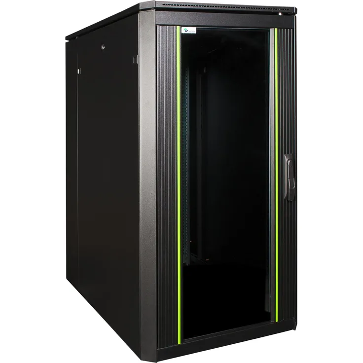 Logon 22U Serverschrank W=600mm D=1000mm H=1164mm, 19 Zoll Rack mit 600 kg Tragfähigkeit, passive Kühlung, Schwarz