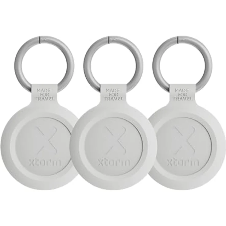 Xtorm TravelTag, Schlüssel- & Gepäckfinder, kompatibel mit Apple Find My & Android, Bluetooth Tracker, wasserdicht IP64, Ash White, 3 Stück