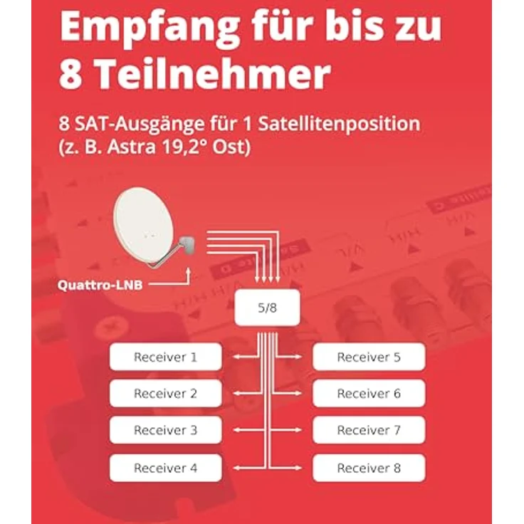 TELESTAR TSM 5/8, Multischalter für 1 Satellit, 8 Teilnehmer, hohe Signalqualität, kompakt und leicht – Bild 4