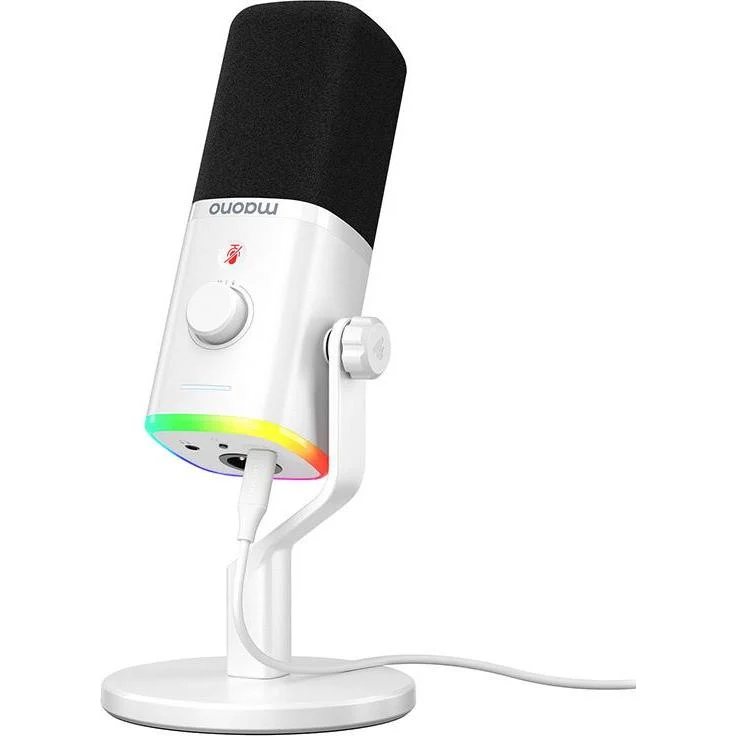 Maono PD100X Mikrofon (Weiß), dynamisches Bühnenmikrofon mit USB-Stromversorgung und Nieren-Richtcharakteristik