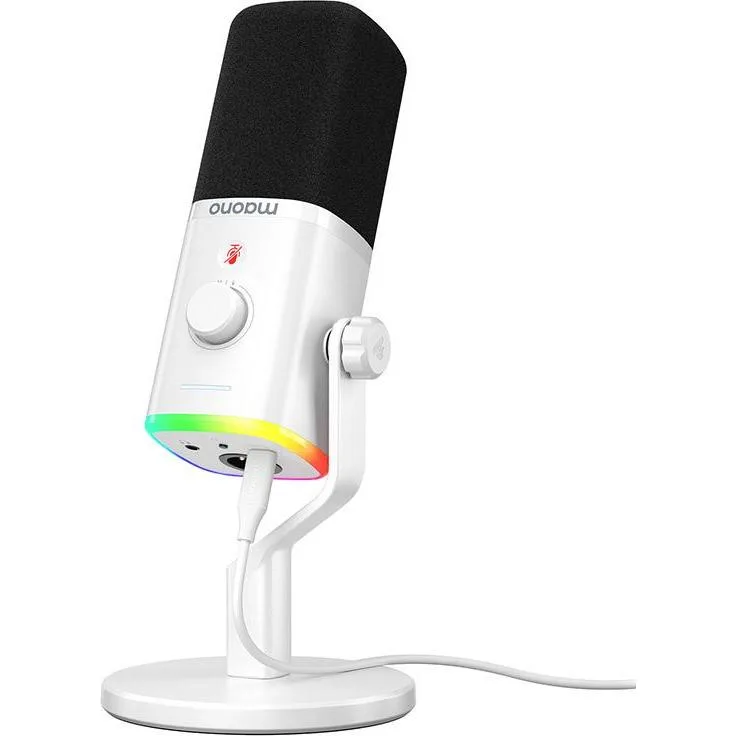 Maono PD100X Mikrofon (Weiß), dynamisches Bühnenmikrofon mit USB-Stromversorgung und Nieren-Richtcharakteristik