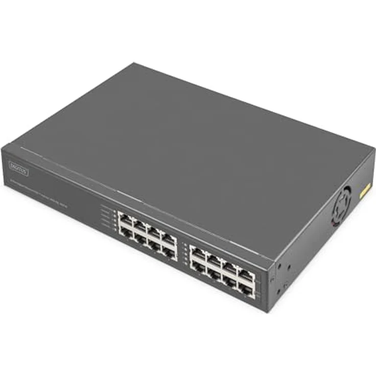 DIGITUS PoE+-Injektor - 8 RJ45-Ports - Gigabit - IEEE802.3bt - 250W PoE-Budget - 54VDC - 10/100/1000 Mbit/s - 100m Reichweite - Plug & Play - Schwarz – Bild 1