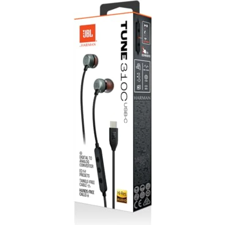 JBL Tune 310 C Kopfhörer – Kabelgebundene In-Ear-Kopfhörer Pure Bass Sound, Mikrofon und USB-C-Anschluss – Schwarz – Bild 5