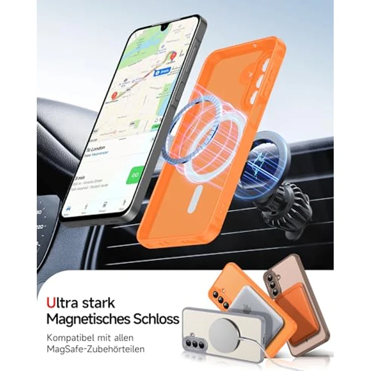 LeYi für Samsung Galaxy A26 5G Hülle mit Magsafe, inklusive 2X Panzerglas, ultra-starker Magnetbefestigung, orange – Bild 3