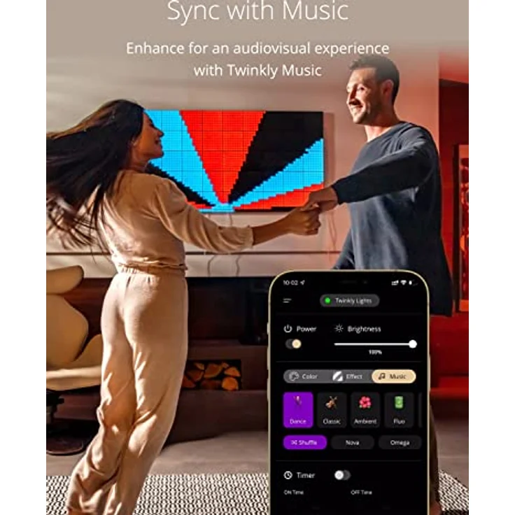 Twinkly Squares Starter Kit - LED-Lichtpaneele, App-gesteuert - 1 Master-Kachel + 5 Erweiterungs-Kacheln - Smart Home Lichtdekoration, Schwarz – Bild 5