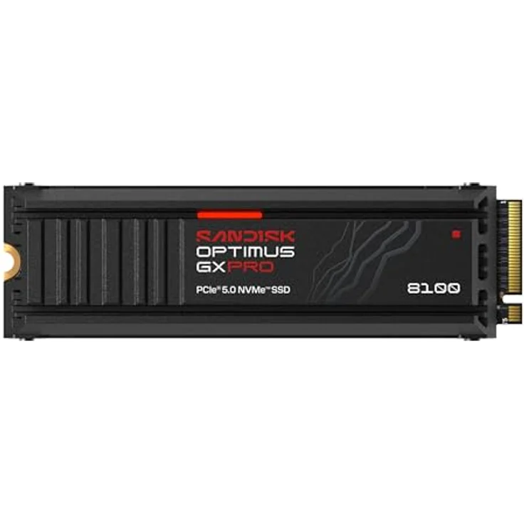 SanDisk Optimus GX PRO 8100 PCIe Gen 5 NVMe SSD mit Kühlkörper, 1 TB, bis zu 14.900/11.000 MB/s sequentielle Lese-/Schreibgeschwindigkeiten, TLC 3D CBA NAND – Bild 1
