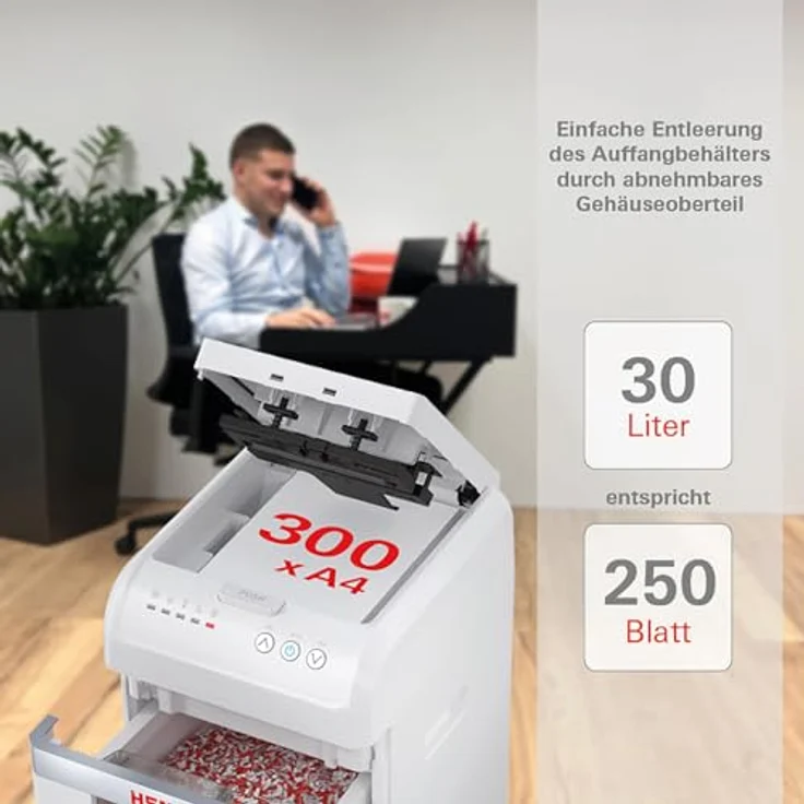 HSM shredstar Autofeed X300, Aktenvernichter mit 30l Behälter, vernichtet 12 Blatt, 4x12 mm P-4, auch für Kreditkarten geeignet – Bild 6