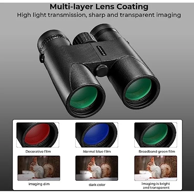 K&F Concept Fernglas 10x42 HD, BAK4 Prisma, wasserdicht in Schwarz mit abnehmbarem Okular – Bild 4
