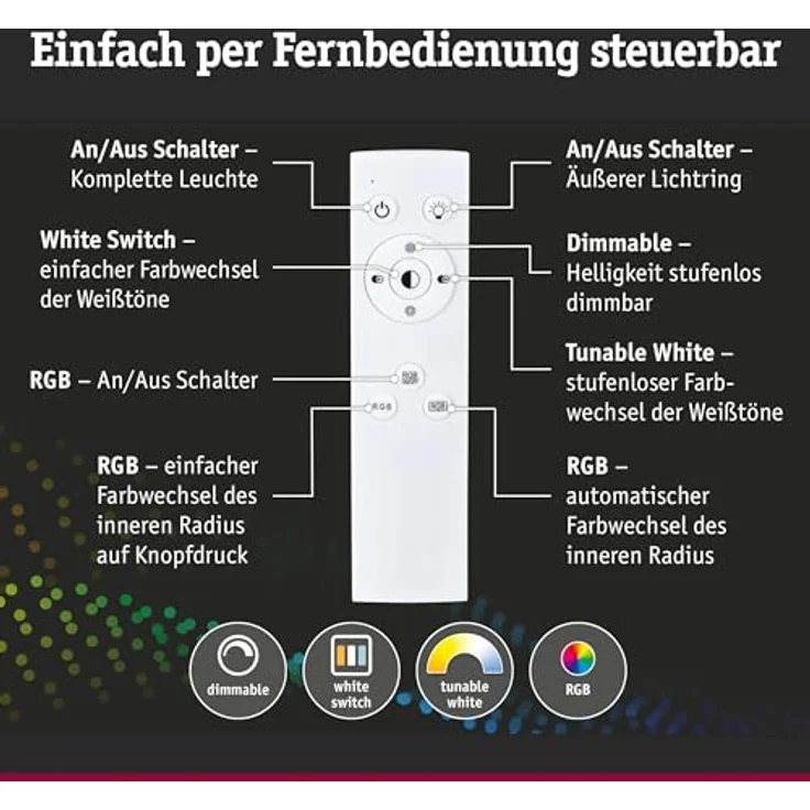 Paulmann 71038 LED Deckenleuchte Spaceglow Three RGB+ 1.200lm 400mm 230V 21W Schwarz matt dimmbar Wand-/Deckenleuchte - Preisvergleich – Bild 4