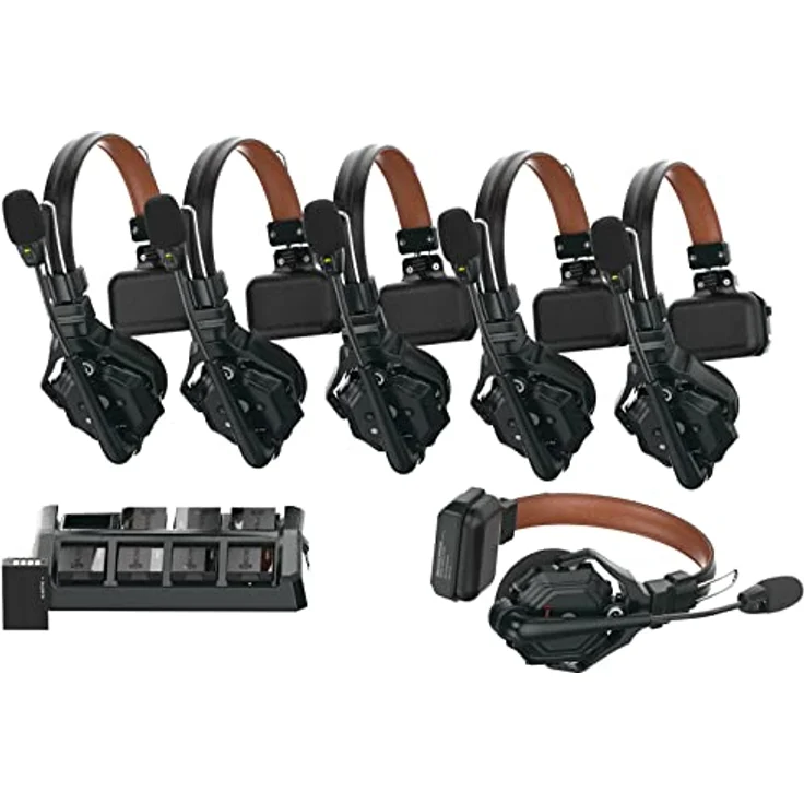 Hollyland Solidcom C1 Pro Wireless Intercom System ENC Geräuschunterdrückung Full Duplex 6 Nutzer 350m Teamkommunikation PTT Mute Single Headset für Kirche Drohne TV Film Produktion 1 Master&5 Remote – Bild 1