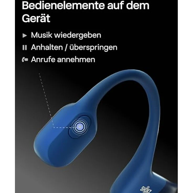 Shokz Openrun Sport Kopfhörer - Bone Conduction Technologie, kabellos, Blau mit integriertem Mikrofon und digitaler Geräuschunterdrückung – Bild 8