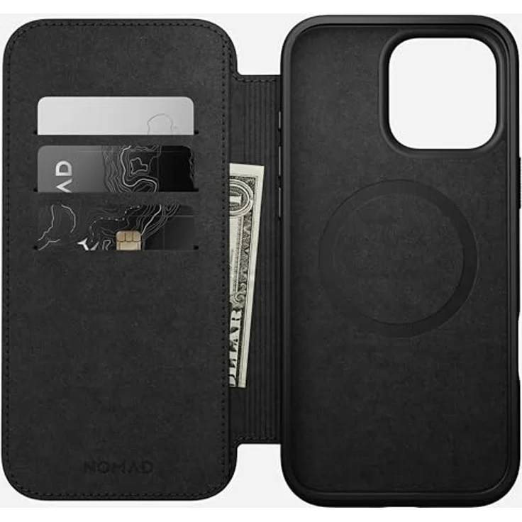 Nomad Modern Leather Folio für Apple iPhone 16 Pro, Smartphone Hülle mit Kartenfächern, Braun – Bild 2