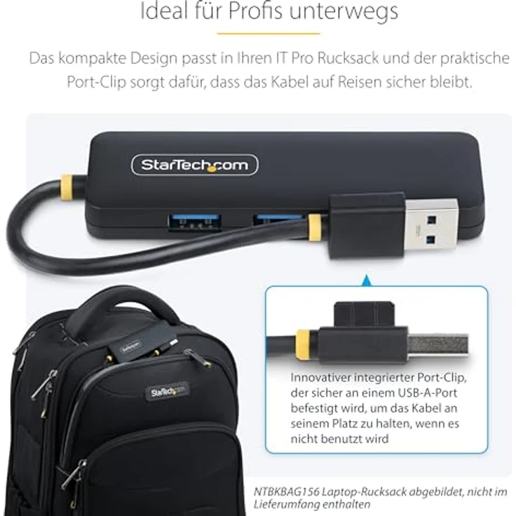 StarTech.com 4-Port USB-A Hub, USB 3.0, 5Gbps, mini, busbetrieben, kompakt & tragbar mit Kabelmanagement, Plug-and-Play, kompatibel mit Windows/macOS/ChromeOS – Bild 5