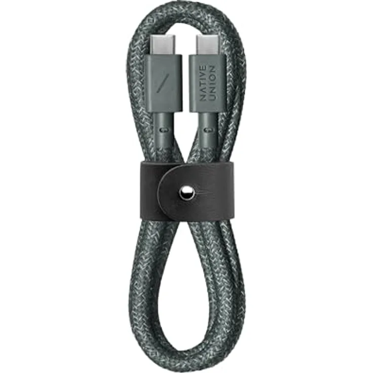 Native Union Type-C Belt Kabel - Ultrastarkes Ladekabel (USB-C auf USB-C 1,2m) - Schiefergrün - Kompatibel mit iPhone 15, iPad Pro, Samsung S23, Flip 5, Fold 5
