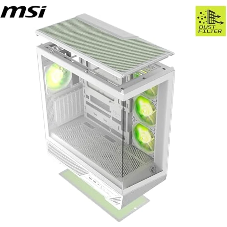 MSI GEH Midi MAG PANO 130R PZ WHITE, PC Gehäuse mit 270-Grad-Panoramabildschirm und drehbarem GPU-Halter, Weiss – Bild 3