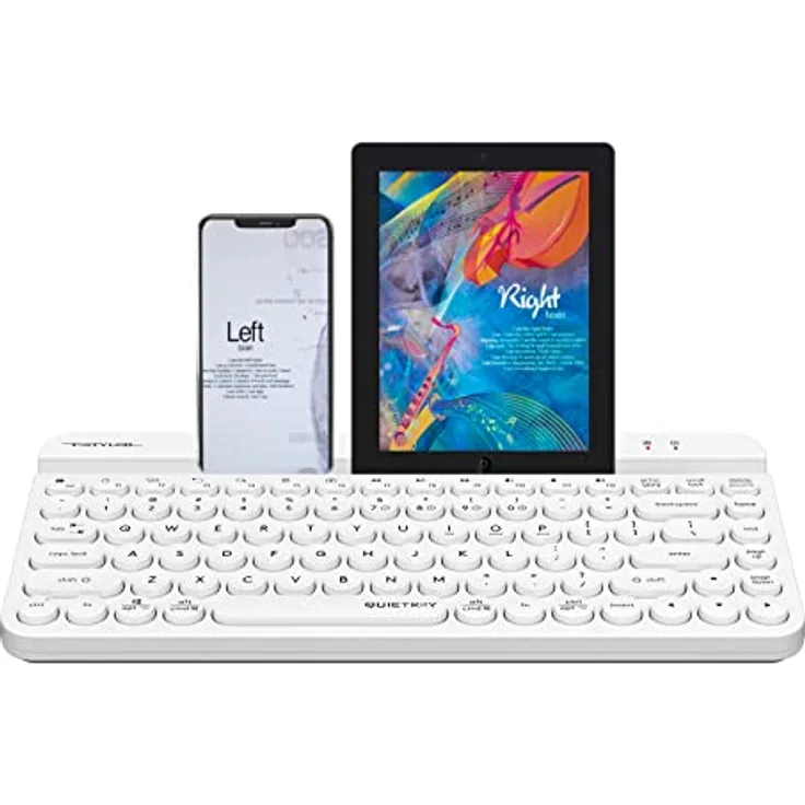 Bloody FBK30 Kabellose Tastatur QuietKey 2.4G und Bluetooth Dual-Modus, bis zu 4 Geräte, tragbar mit integrierter Unterstützung für Mac iOS, Windows, Android (Reinweiß)