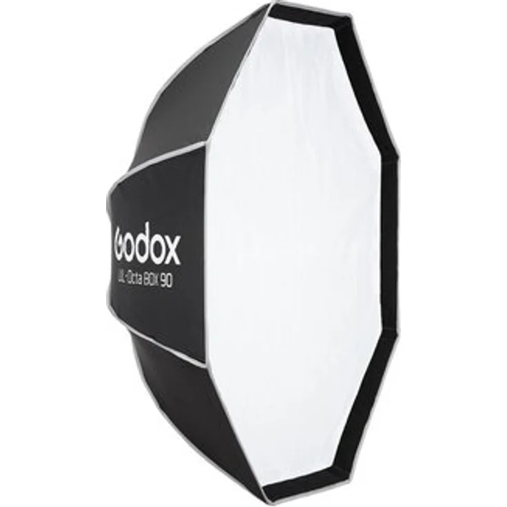 Godox EazyFlow Foldable Octa Bowens Softbox 90cm, ultraflach und faltbar mit silberner Innenseite und Stoffgitter für präzise Lichtsteuerung