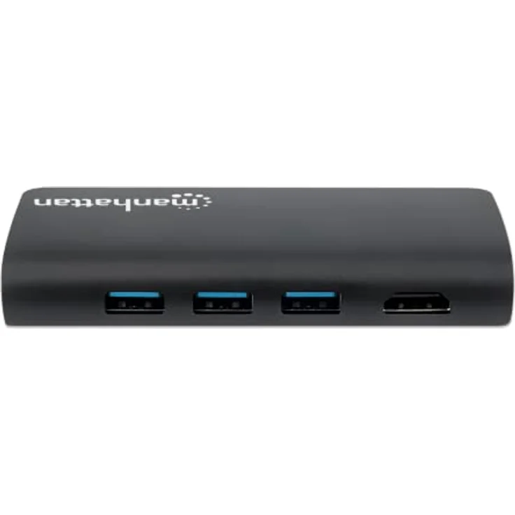 Manhattan USB-C Hub mit Micro / SD Kartenleser - Multiport mit HDMI, USB-C, USB 3.0, Ethernet, 2 SD-Slots, Plug&Play, 4K@30Hz, in schwarz – Bild 4
