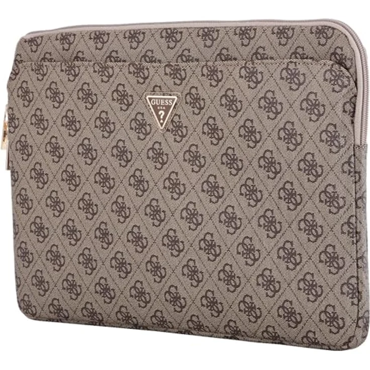 CG MOBILE Guess Sleeve 14" 4G Reißverschlusstasche aus Öko-Leder mit Dreieck-Logodesign, Braun – Bild 3