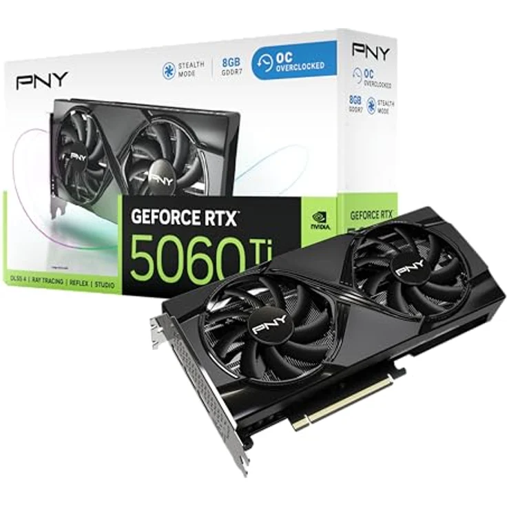 PNY GeForce RTX 5060 Ti 16GB GDDR7 OC, Next-Gen-Grafikkarte mit 2692 MHz Boost-Frequenz und HDMI/DisplayPort-Anschlüssen – Bild 1