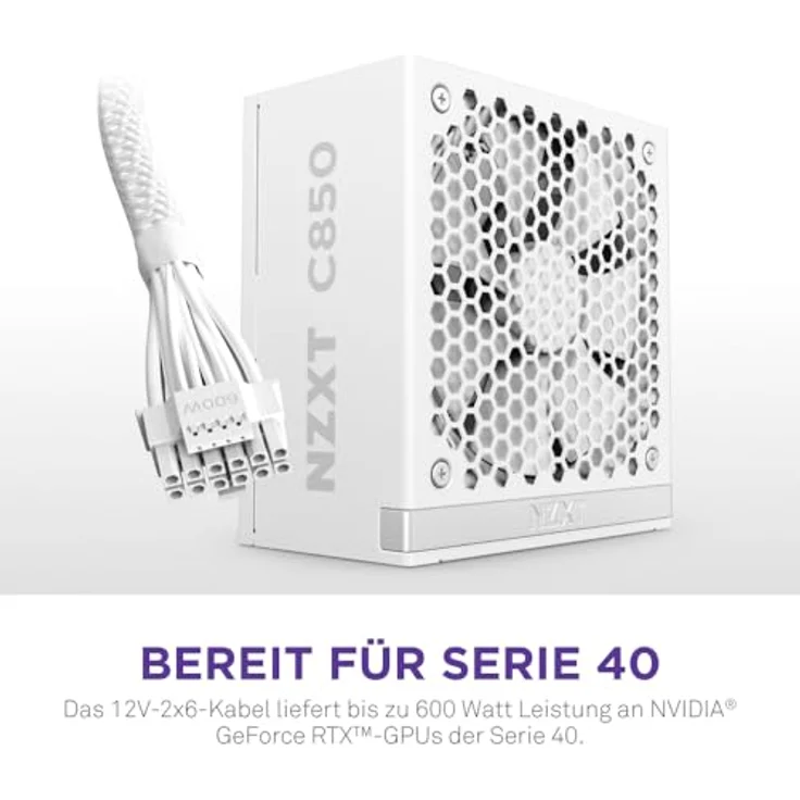 NZXT C850 Gold ATX 3.1 - Vollmodulares PC-Gaming-Netzteil - 850 Watt - 80 PLUS Gold - Zero Fan-Modus - Weiß – Bild 4